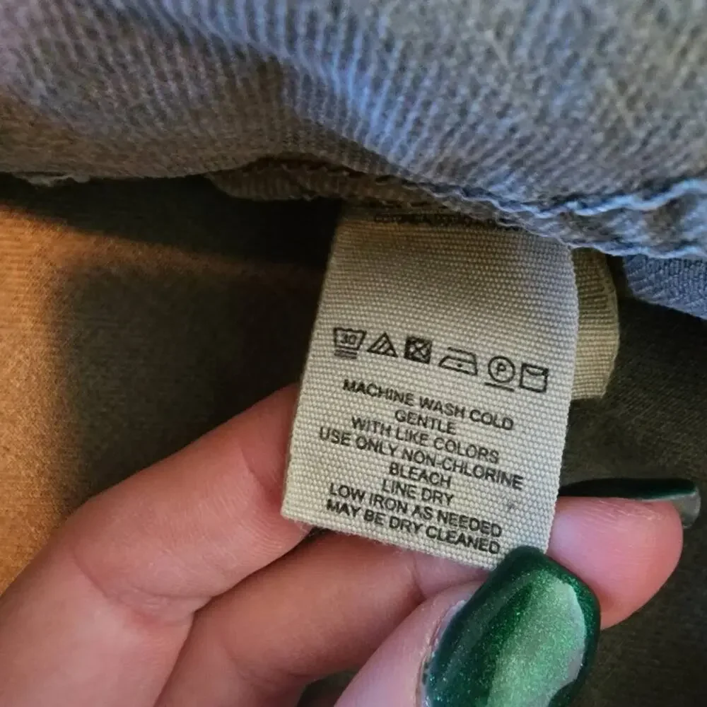 Free People Moonchild Army Green Denim Shirt / Utility Jacket | Women's XS